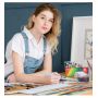 24 Assorted Vibrant Solid Colors in Tin Box with Refillable Water Brush Pen Watercolor Paint Set