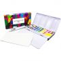 solid Watercolor Paint Set Portable Travel Water Color Paint Set With Water Brushes Sponges Mixing Palette