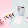 18 Colors water paint solid watercolor paint and paint brushes set for canvas paper
