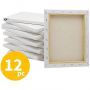Stretched White Blank Canvas 9x12 Inch Bulk Pack of 12 Primed 100% Cotton 5/8 Inch