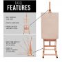57*88*175 (234) cm Wooden Adjustable Lyre Easel for painting