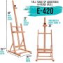 Tabletop Wooden H-Frame Studio Artists Adjustable Beechwood Painting and Display Easel Holds Up To 27