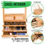 Premium Art Beechwood Adjustable Wooden 3-Drawer Storage Box Easel Set Wood Artist Desktop Case with Fold Down Canvas Easel