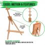 Tabletop Display Stand Artist canvas Easel,Beechwood Tripod for kids Painting easel artists painting set wood easel stand