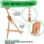 Tabletop Display Stand Artist canvas Easel,Beechwood Tripod for kids Painting Easel artists painting set
