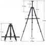 artiste aluminium easel for adjustable tripod easel stand with Portable Bag Black for painting