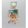 high quality solid beech wood portable wooden artist sliding easel with casters and double rocker