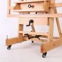 high quality solid beech wood portable wooden artist sliding easel with casters and double rocker