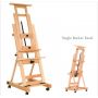 professional high quality art beech wood floor easel with casters and single rocker