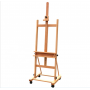 high quality wooden Drawing Painting artist easel exhibition frame can be lifted and bring tray and wheels