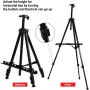 Iron Metal Tripod Artist Easel Stands Adjustable Height with Portable Bag Foldable Art Supplies