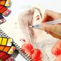 42 Color Fan Shape Foldable Clear Solid Watercolour Artist Art Painting