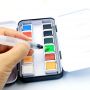 Convenient iron box packing 12 colors half pan non toxic watercolor artist quality
