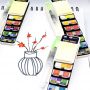 New Design 42 Pocket Bright Color Fan Shape Solid Watercolor Paint Set With Water Brush Pen For Painting