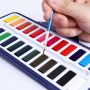 Artist Portable Travel 24 Colors Solid Watercolor Paint Set with Water Brush
