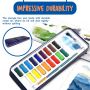 Artist Portable Travel 24 Colors Solid Watercolor Paint Set with Water Brush