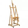 Height Adjustable H-Frame Wooden Easel Featuring a Large Tilt Range with Castor Wheels