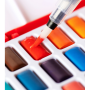 High Quality Non-toxic 24 Colors Solid Watercolor Paint Set With Palette Sponge Paint Brush For Painting
