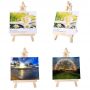Wooden 8x15cm mini art easle with 10x10cm mini canvas table easel for painting and phone
