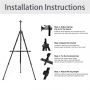 Easel Stand Aluminum Metal Ease Adjustable Height With Black Bag