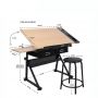 Height And Angle Adjustable Drawing Table Mdf Tabletop Drafting Table With Stool And Storage Drawer