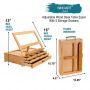 Adjustable Artist Tabletop Sketchbox Easel- Multi-Function Solid Beech Wood Storage Box Easel with 3-Drawer for Art