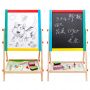 Double Side 360 Degree Rotating Magnetic White Chalk Board Children Drawing And Writing Easel With Wooden Stand For Kids Using