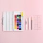 Hot Sale 36 Colors Professional Watercolor Paint Sticker Set with Free Nylon Brush Watercolor Brush Polished Pen