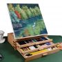 high quality portable beech wooden tabletop display painting easel with 3 layers drawer