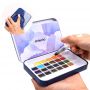 Watercolour Paint Set with 24 Vibrant Colors, Including Water Brush Pen, Sponge and Blank Color Chart in Watercolor