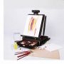 2020 High quality coffee colored pine wood portable French Sketch easel box