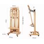 2021 Art Supply Double Rocker Crank Heavy Duty Extra Large Wooden Studio Floor Easel with locking Caster Wheels