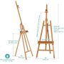 Art Inclinable Solid Beech Wood Large Studio Art Easel with Storage Tray for Artist Painting