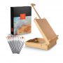 Online Hot Selling Artist Portable Tabletop Art Easel with Paint Brushes Set