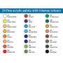 Popular 24 Colors Aluminum Tube Acrylic Paint Set With Canvas Panel 5 Pcs Paint Brushes
