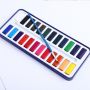 Professional Artist 24 Cake Solid Watercolor Paint Set with Brush Metal Case for Art Painting