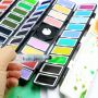 Artist 58 Colors Portable Solid Watercolor Paint Cakes Travel Pocket Set Watercolor Painting For Drawing