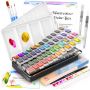 48 Premium Watercolor Half Pan Set In Metal Palette With Color Card
