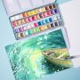 Art 48 Metallic Glitter Colors Watercolor Paint Set In Metal Case Perfect For Artists