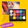 15colors Water Based Face Body Paint Set Painting Palette Makeup Kit with 2Pcs Artist Brushes Non-toxic for Halloween Cosplay