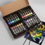 Acrylic Paint Set of 24 Colors/Tubes 22ml with Storage Box Rich Pigments Non Fading Non Toxic for Artist & Hobby Painters