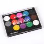 15colors Water Based Face Body Paint Set Painting Palette Makeup Kit with 2Pcs Professional Artist Brushes for Halloween Cosplay