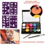 15colors Water Based Face Body Paint Set Painting Palette Makeup Kit with 2Pcs Artist Brushes Non-toxic for Halloween Cosplay