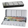 Superior 12/24/36/48Colors Tin Box Watercolor Paint Set Vibrant Solid Pigment with Water Brush Pen Perfect for Students Beginner