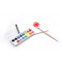 Artist paint 16 colors watercolor pan set water color cake paintbrush water cakes palette lid case easy to blend colors