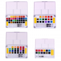 Watercolor paint set 24 solid colors travel pocket set with 2 watercolor brush pens 2 mix palette for watercolor paintings