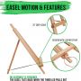 Tabletop Display Stand Artist canvas Easel,Beechwood Tripod for kids Painting easel artists painting set