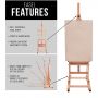 57*88*175 (234) cm Wooden Adjustable Lyre Easel for painting