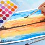 amazon hot selling 8/12/16/24/36/48 colors solid water color cake kids watercolor paint set with brush pen non toxic OEM art