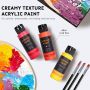 Acrylic Paint Set 48 Colors (2 oz/Bottle) with 12 Art Brushes Art Supplies for Painting Canvas Wood Ceramic & Fabric